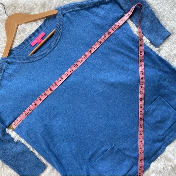 Lilly Pulitzer NWOT Cobo Sweater in Heathered Coastal Blue Sparkle Sleeve - Picture 6 of 7